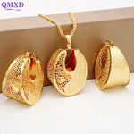 Fashion Dubai Jewelry Sets Copper Earrings Pendent Necklace For Women Romantic Sets Daily Wear Party Wedding Anniversary Gifts