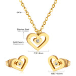 Korean Tiny Jewelry Sets For Women Wedding Party Stainless Steel No Fade Pendant Necklaces And Stud Earrings Jewelry Gifts