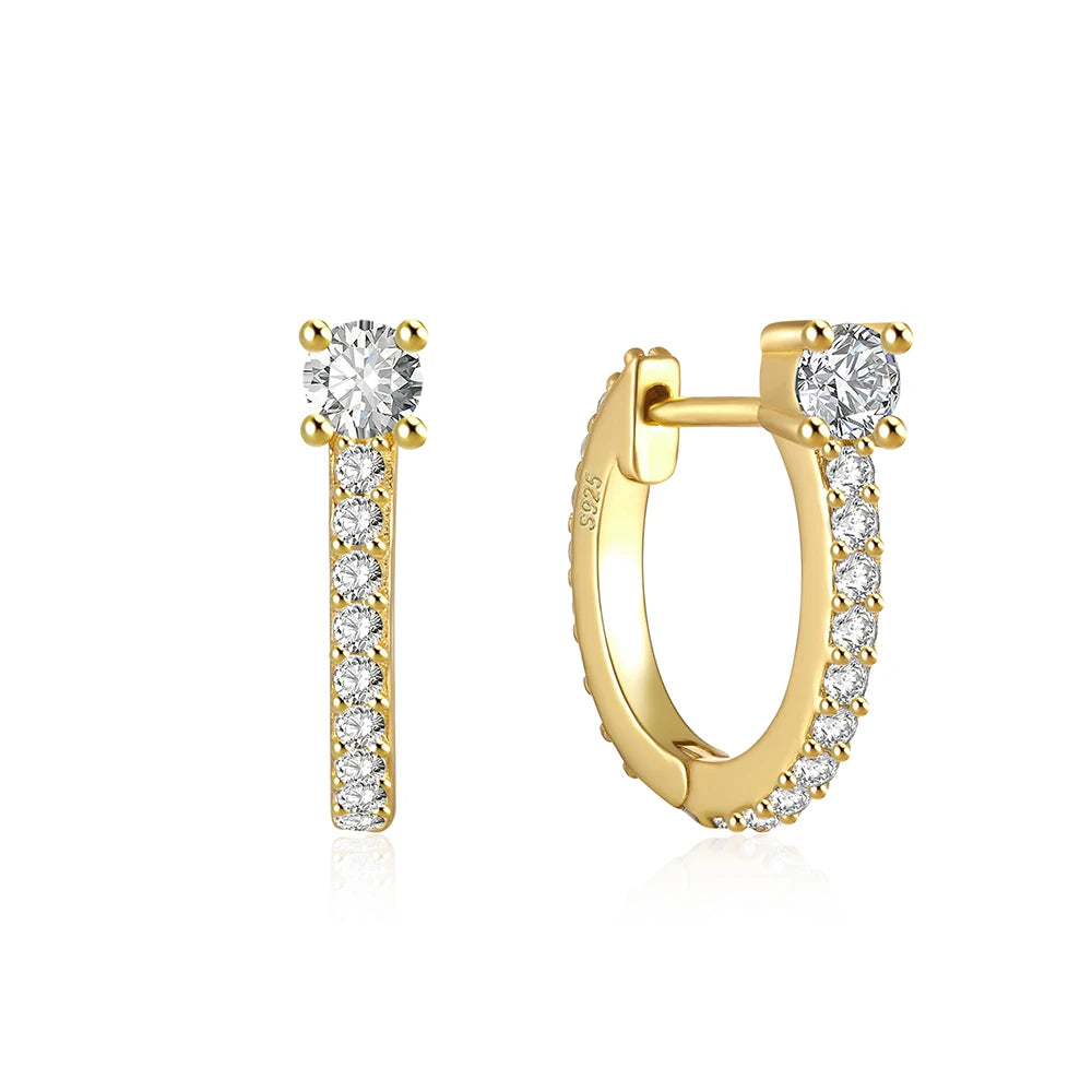 These small huggie earrings are made of 925 sterling silver with a glossy gold color finish, perfect for cartilage piercings. The fine jewelry accessories are designed to add a touch of elegance to any outfit.