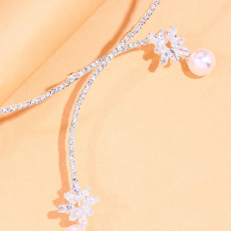 Fashion Rhinestone Pearl Necklace for Women Gift Luxurious Zircon Shiny Tight Chain Collar Body Jewelry Accessories