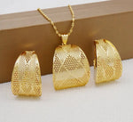 Fashion Dubai Jewelry Sets Gold Color Pendant Copper Classic Earrings Necklace For Women Daily Wear Party Anniversary Gifts