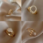 Rings For Women Irregular Hollow Opening Stainless Steel Gold Color Geometric Rings Fashion Simple Party Christmas Jewelry Gifts