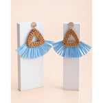 Rattan Raffia Tassel Pendant Earrings