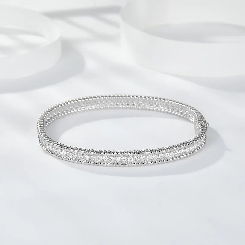 D VVS1 Full Moissanite Bangle Original 925 Sterling Silver Plated 18k White Gold with GRA Bracelets for Women Man