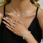 Simple silver color Rhinestones Wedding Jewelry Sets for Women Crystal Necklace Earrings Bracelet Bridal Jewelry Sets