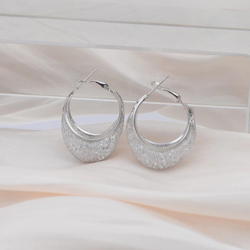 Minimalist Wire Mesh Zircon Round Hoop Earring for Women Unique Gold Color Loop Statement Party Jewelry LOVE Christmas Gift