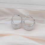 Minimalist Wire Mesh Zircon Round Hoop Earring for Women Unique Gold Color Loop Statement Party Jewelry LOVE Christmas Gift