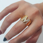 Chunky Wide Zircon Initial Letter Rings For Women Stainless Steel Opening Finger Ring Hip Hop Minimalist Jewelry Gift Femme