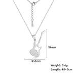 Stainless Steel Jewelry Musical Instrument Guitar Pendant Necklace for Women Men Chain Necklace Birthday Party Gift 2025