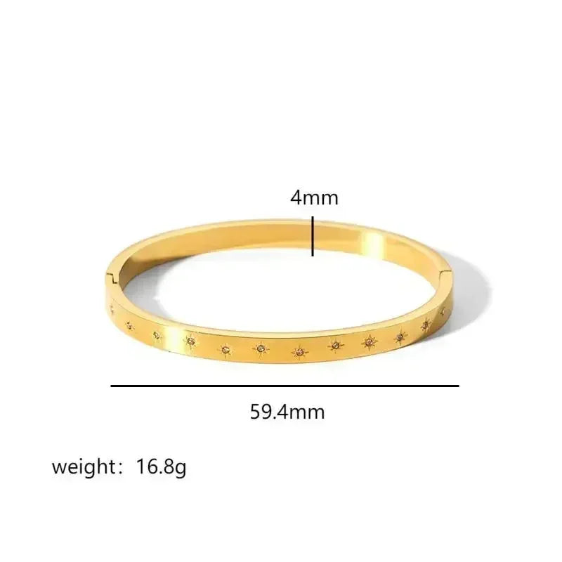 Crystal Star Stainless Steel Bangles for Women Fashion Brand Jewelry Waterproof  Bracelets Party Accessories