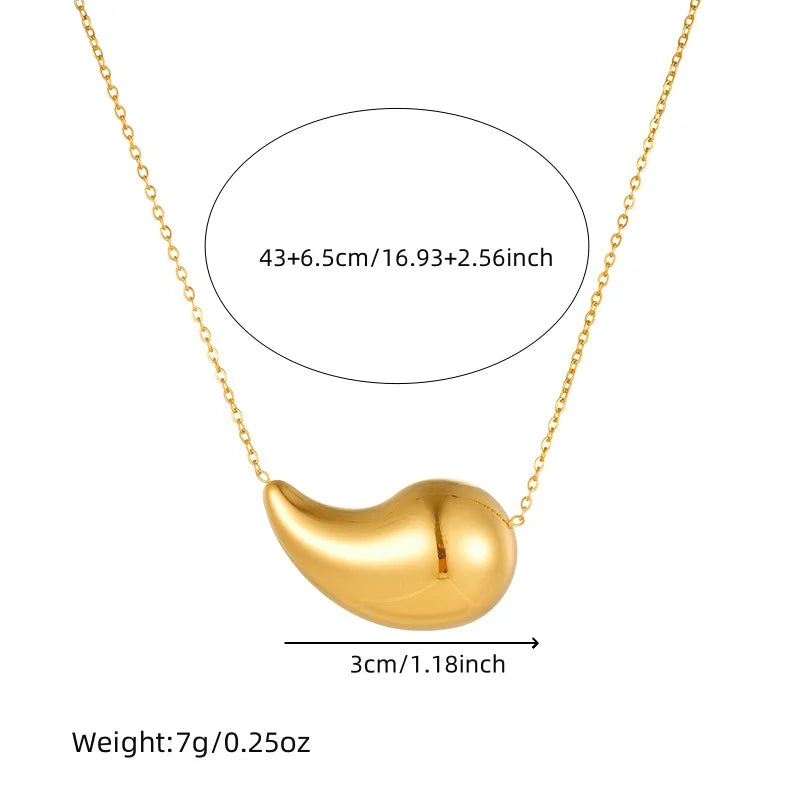 316L Stainless Steel Golden Droplet Shape Necklace Bracelet Earrings Suit Women 2024 New Trend Non-fading Jewelry Set