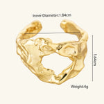 Stainless Steel Rings 18k Gold-Plated Waterproof No Fading Wrinkles Open Rings Valentine's Day Parties Jewelry Gift