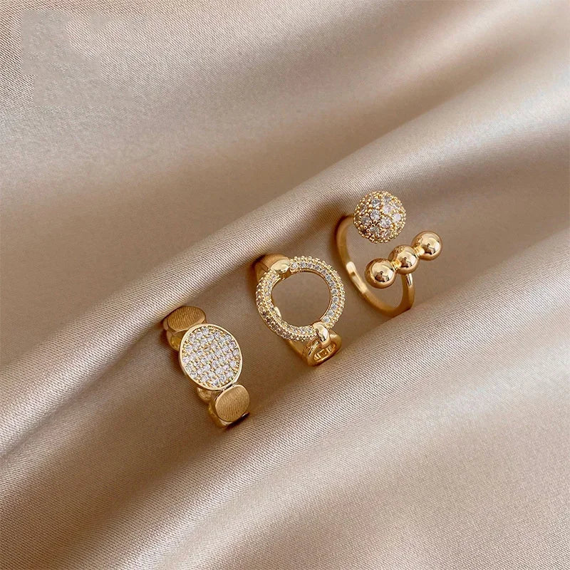 Rings For Women Irregular Hollow Opening Stainless Steel Gold Color Geometric Rings Fashion Simple Party Christmas Jewelry Gifts