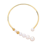 Elegant Simple Water-wave Pearl Necklace For Women Charming Big Metal Geometric Statement Collar Necklace Jewelry