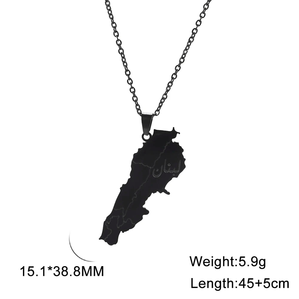 Arabic Islamic Necklace For Women Stainless Steel Lebanon Map Pendant Necklace Jewelry Wholesale 2025 New