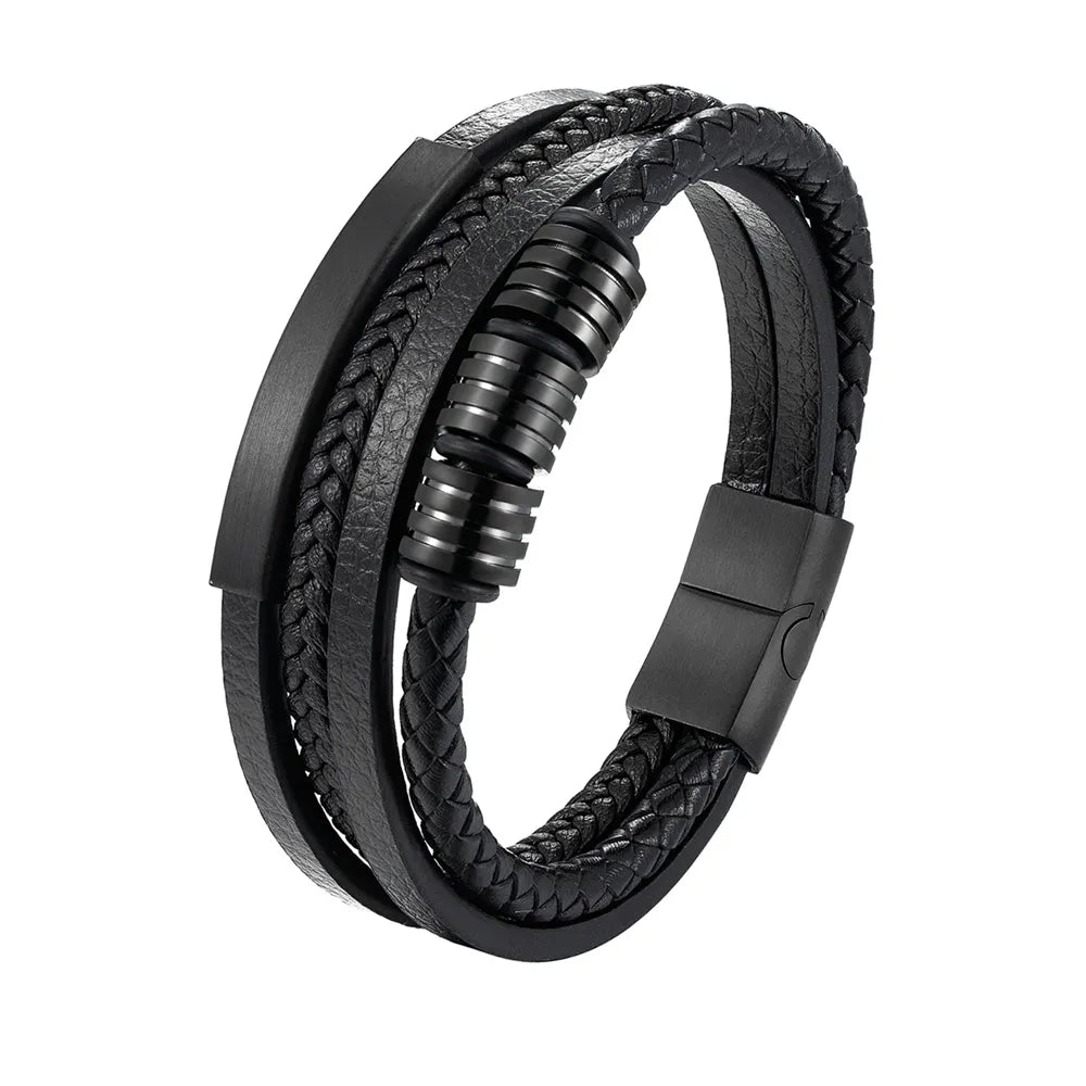 A range of exquisite luxury accessories with this high-quality men's fashion gift. Crafted from genuine black leather, these bracelets offer a unique combination of style and versatility. Perfect for those who appreciate a touch of wild handsomeness, these DIY bracelets make for a truly remarkable gift.