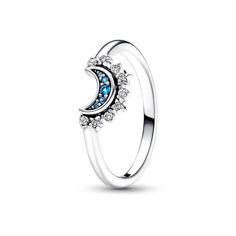 Hot Sale 2024 New 925 Silver Ring Celestial Sun & Moon Ring Set S925 Ring DIY Women Original Pandor Ring Fine Jewelry