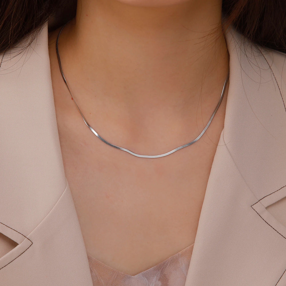 Stainless Steel Snake Chain Necklace for Women Men Minimalist Gold Color Choker Neck Chains 2025 Trend Jewelry Gift Hot