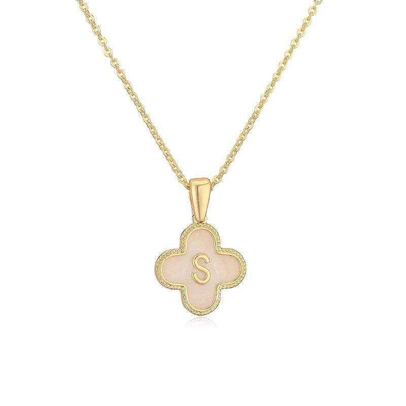 New Fashion Personalized 26 Initials Flower Charm Necklace For Women Name Ladies Jewelry Gift