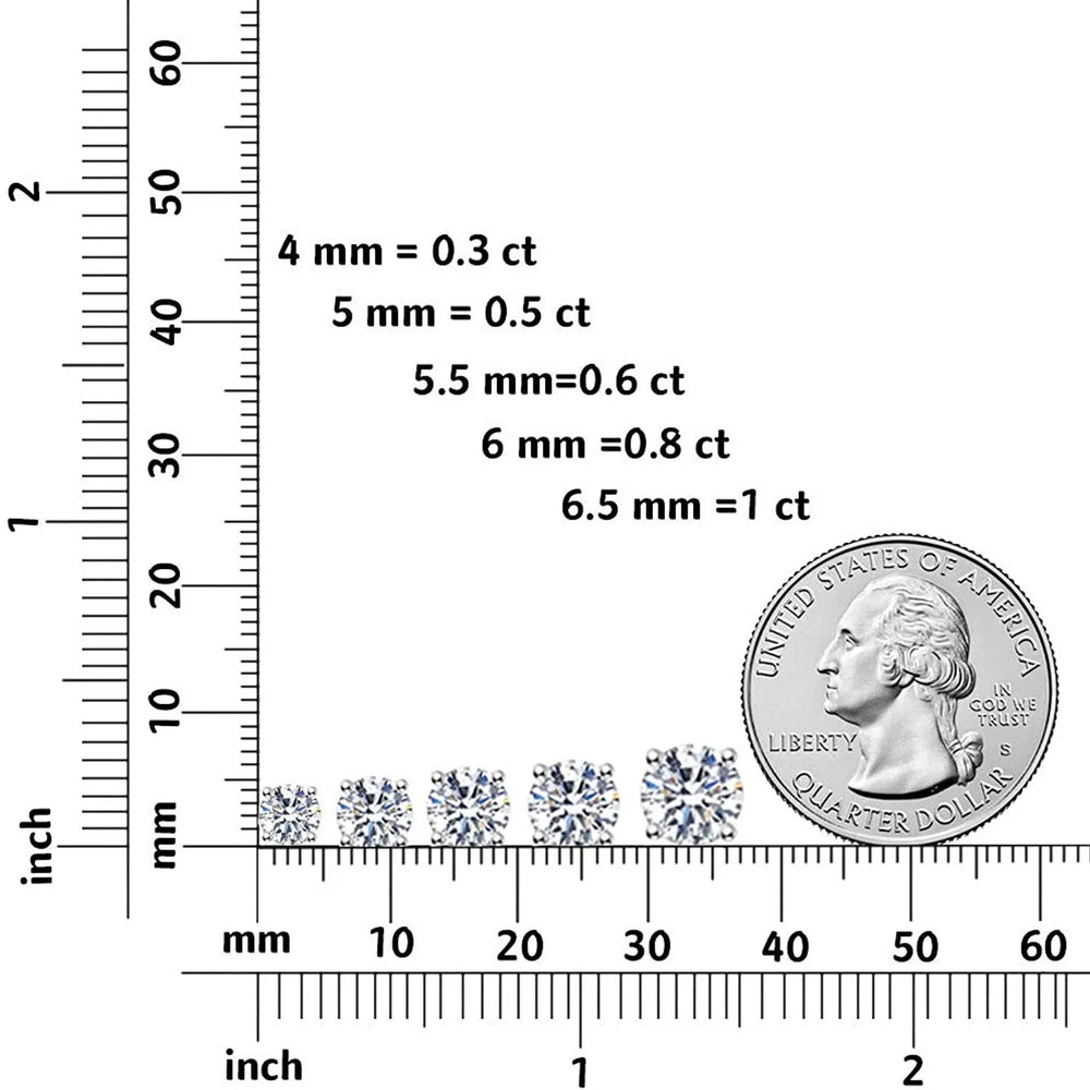 Brilliant Round Cut Moissanite Stud Earrings 18K White Gold Plated Moissanite Silver Earrings