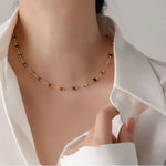 Colourful Beads String Natural Stone Bracelets Bohemia Titanium Steel Collarbone Chain Necklace Vintage Jewelry Sets for Women