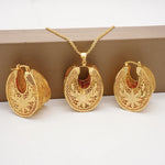 Fashion Dubai Jewelry Sets Gold Color Pendant Copper Classic Earrings Necklace For Women Daily Wear Party Anniversary Gifts