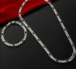 Noble new arrive 925 sterling silver 4MM chain for men Women Bracelet Necklace jewelry set lady Christma gifts charms wedding