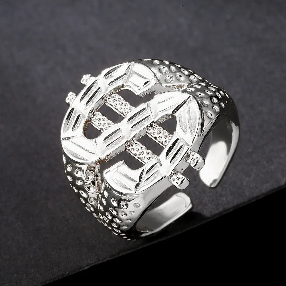 Exaggerated Dollar Sign Ring Women Men Trendy Jewelry Gift Hip Hop Rock Money Ring Resizable