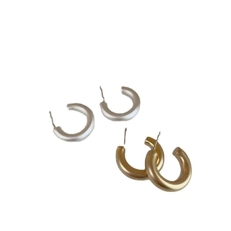 Bilandi Modern Jewelry 925 Silver Needle Matte Gold Color Earrings Simply Design Hot Sale Small Hoop Earrings For Women Girl