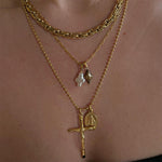 Natural Pearl Cross Pendant Necklace