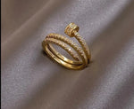 Korea New Fashion Jewelry Exquisite Gold Plated AAA Zircon Ring Elegant Women's Opening Adjustable Wedding Gift