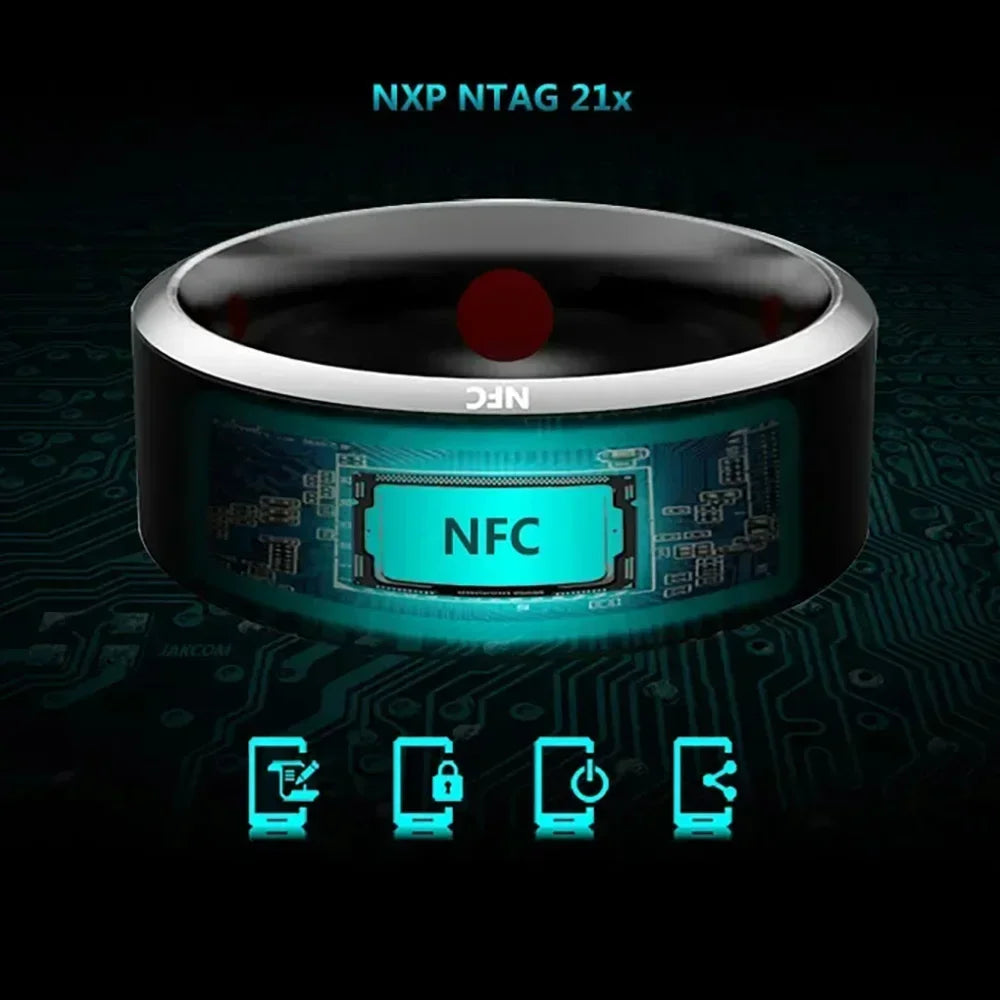 NFC Control Smart Ring New Electronic Bluetooth Ring Solar Ring IC Rewritable Analog Access Card Tag Key Ip68 Waterproof