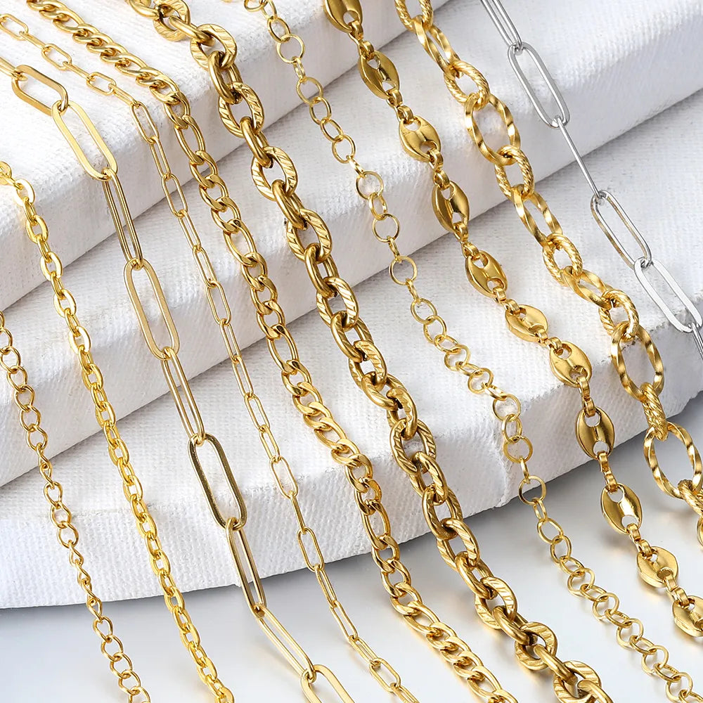 2Meters/1Meter Stainless Steel Chain High Quality Gold Color Chains for Bracelet Necklace Jewelry Making DIY Findings