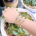 Arabic Thin Bracelet Sets Women Crystal Wrist Bangle Gold Color Bride Wedding Jewelry Morocco Bracelet Festival Gift