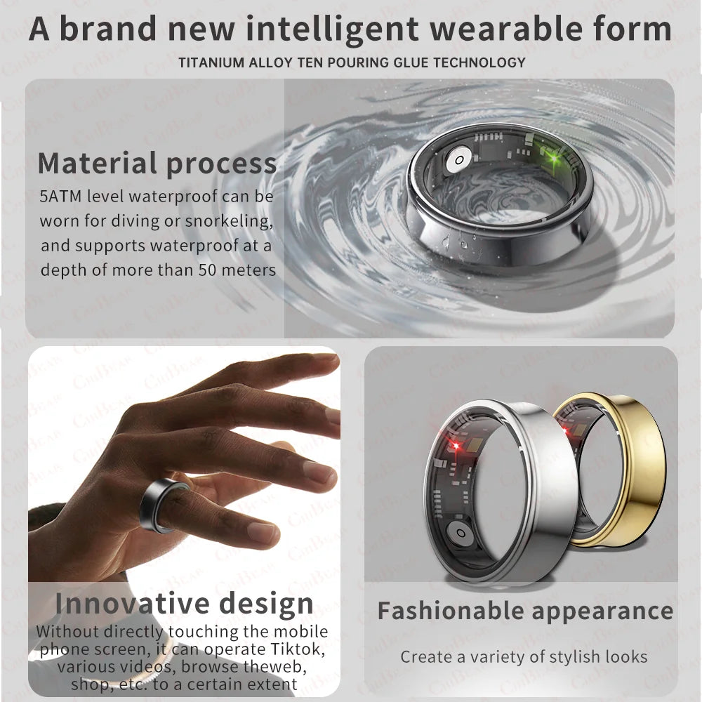 Smart Ring Video Page Turning Remote photography 5ATM Waterproof Heart Rate Monitor Sport Tracker Smartring 2024 New