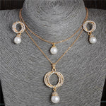 Gold Color Simulated Pearl Jewelry Set