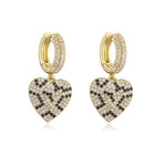 Leopard Print hoop Earrings rings necklace Fashion black white Cubic Zirconia women Geometric Jewelry set