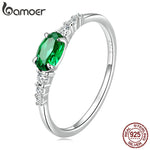 925 Sterling Silver Simple Green Gemstone Ring