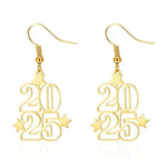 Women's Fashion Number 2025 Earrings Sparkling Rhinestone Drop Earrings Happy New Year Earrings for Party Banquet Ear Jewelry