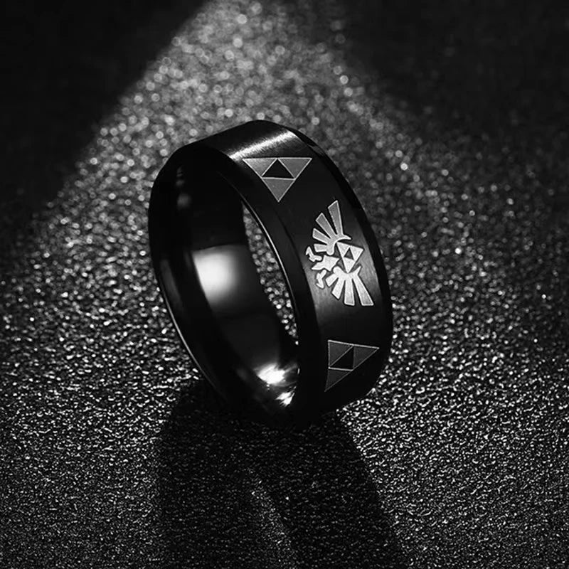 The Legend of Zeldas Triforce Triangle Symbol Band Ring for Men Women 316L Stainless Steel Finger Rings Cosplay Party Jewelry