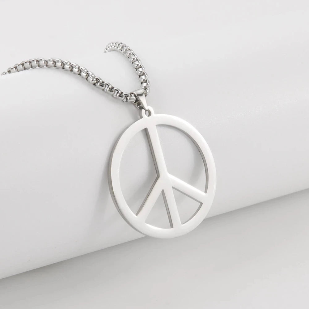 Cazador Stainless Steel 2025 Peace Sign Pendant Necklace for Men Gold Color Double Chain Necklace Jewelry Lover Gift Wholesale