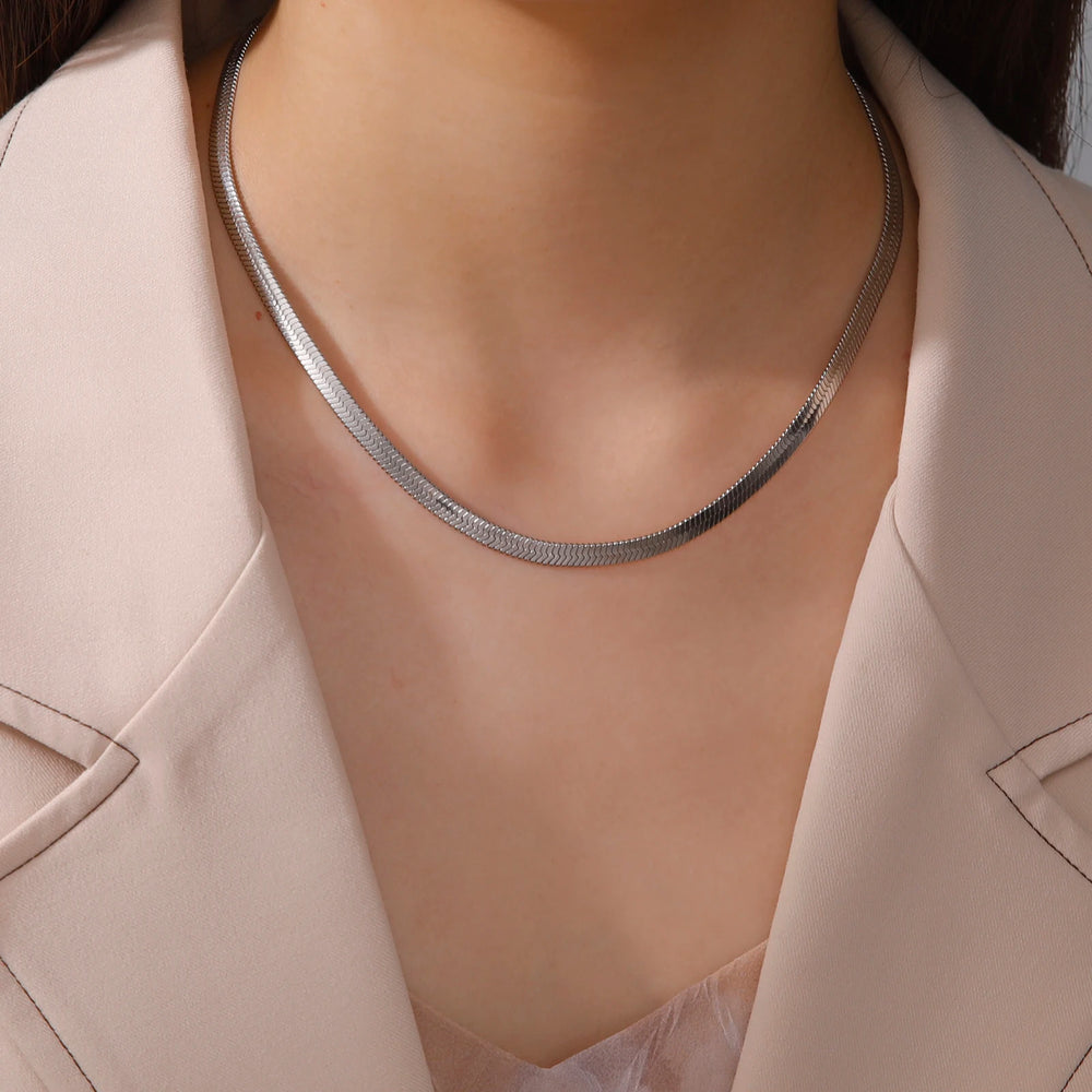 Skyrim Stainless Steel Snake Chain Necklace for Women Men Gold Color Herringbone Choker Neck Chains 2025 Trend Jewelry Gift Hot