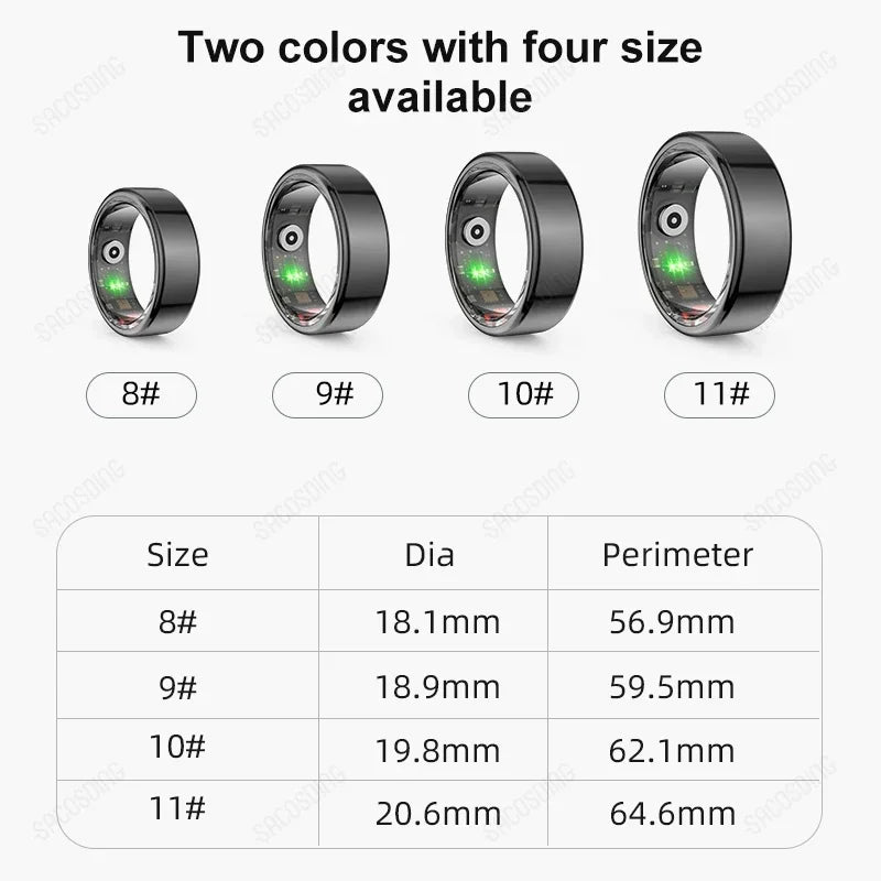 New Smart Ring Men Women Heart Rate Blood Oxygen Sleep Health Monitor Fitness IP68 Waterproof Sport Activity Tracker Finger Ring