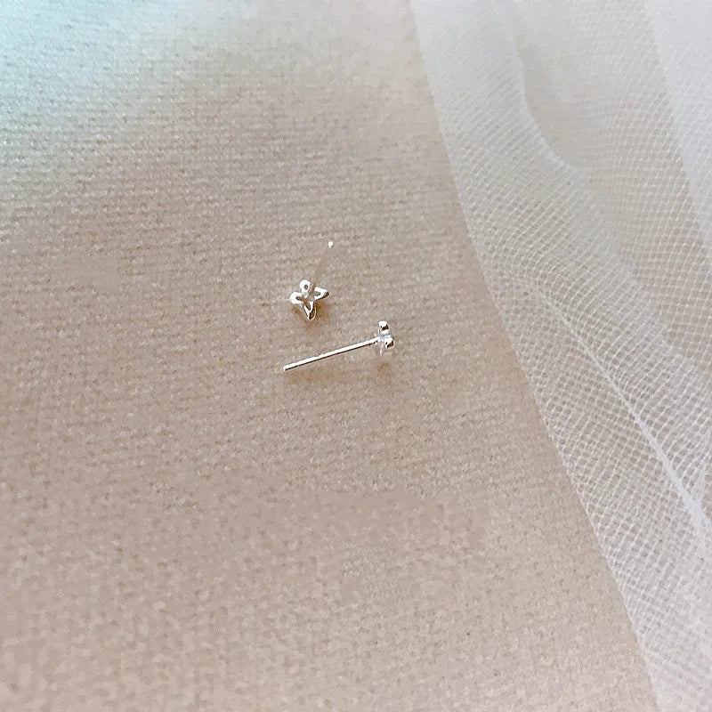 Silver Color Simple Small Butterfly Stud Earrings for Women 925 Silver Needles Hypoallergenic Daily Wear Ear Piercing Jewelry