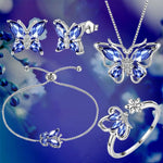 5pcs Butterfly Jewelry Set For Women Butterflies Birthstone Pendant Necklace/Earrings/Rings/Bracelet Wedding Gift