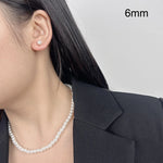 6/8/10/12mm 1 Set Of ABS Pearl Ear Clip French Pearl Necklace 42cm Clavicle Chain Jewelry Set 2023 New Earring Trend