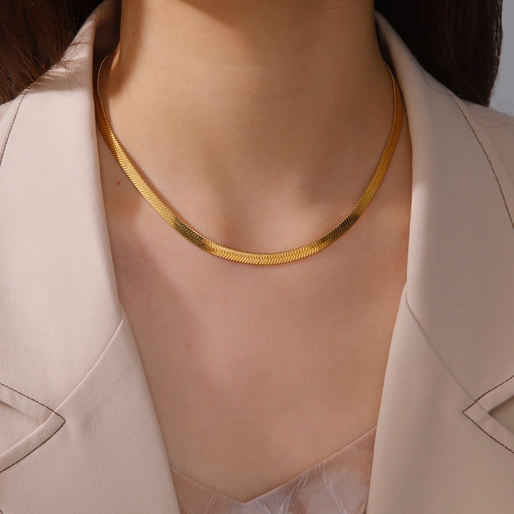 Stainless Steel Snake Chain Necklace for Women Men Minimalist Gold Color Choker Neck Chains 2025 Trend Jewelry Gift Hot