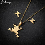 Cartoon Bowknot Mouse Stainless Steel Jewelry Set for Women Fashion Anime Animal Necklace Earrings Party Accessories