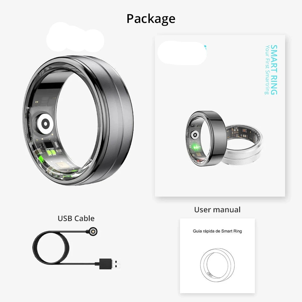 2024 R06 Smart Ring Men Women, Heart Rate and Blood Oxygen Monitor, IP68 & 5ATM Waterproof, Multi-sport Mode