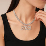 Women's Fashion Number 2025 Earrings Sparkling Rhinestone Drop Earrings Happy New Year Earrings for Party Banquet Ear Jewelry